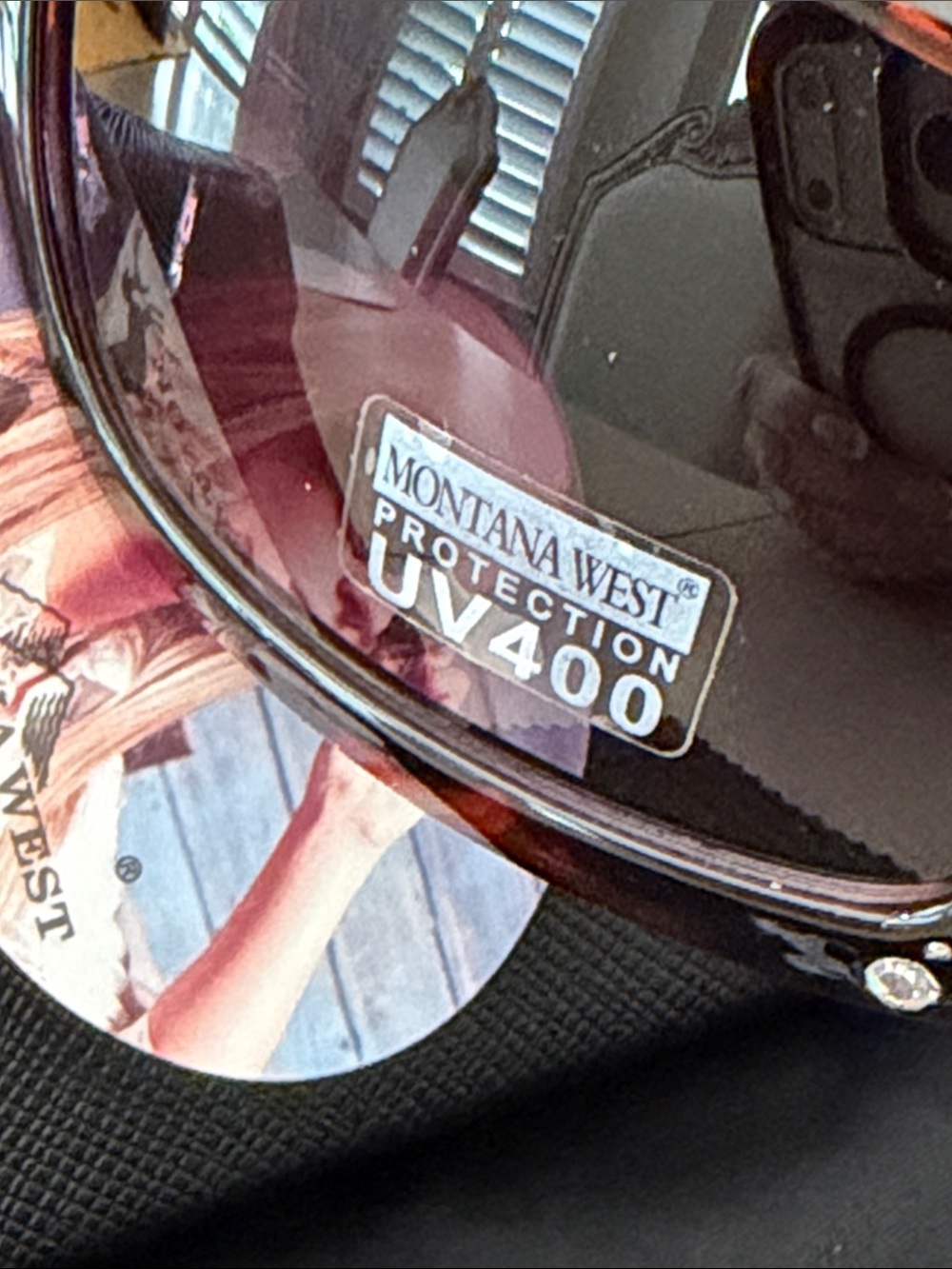 Montana West Black Sunglasses with Rhinestone Accents - Picture 7 of 8